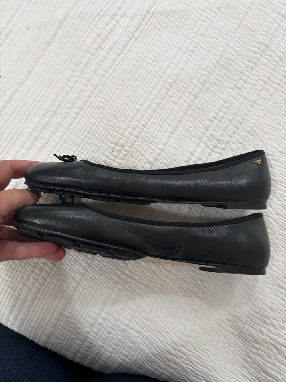 Tory Burch Black Leather Laila Driver Ballet Flats Size 11
